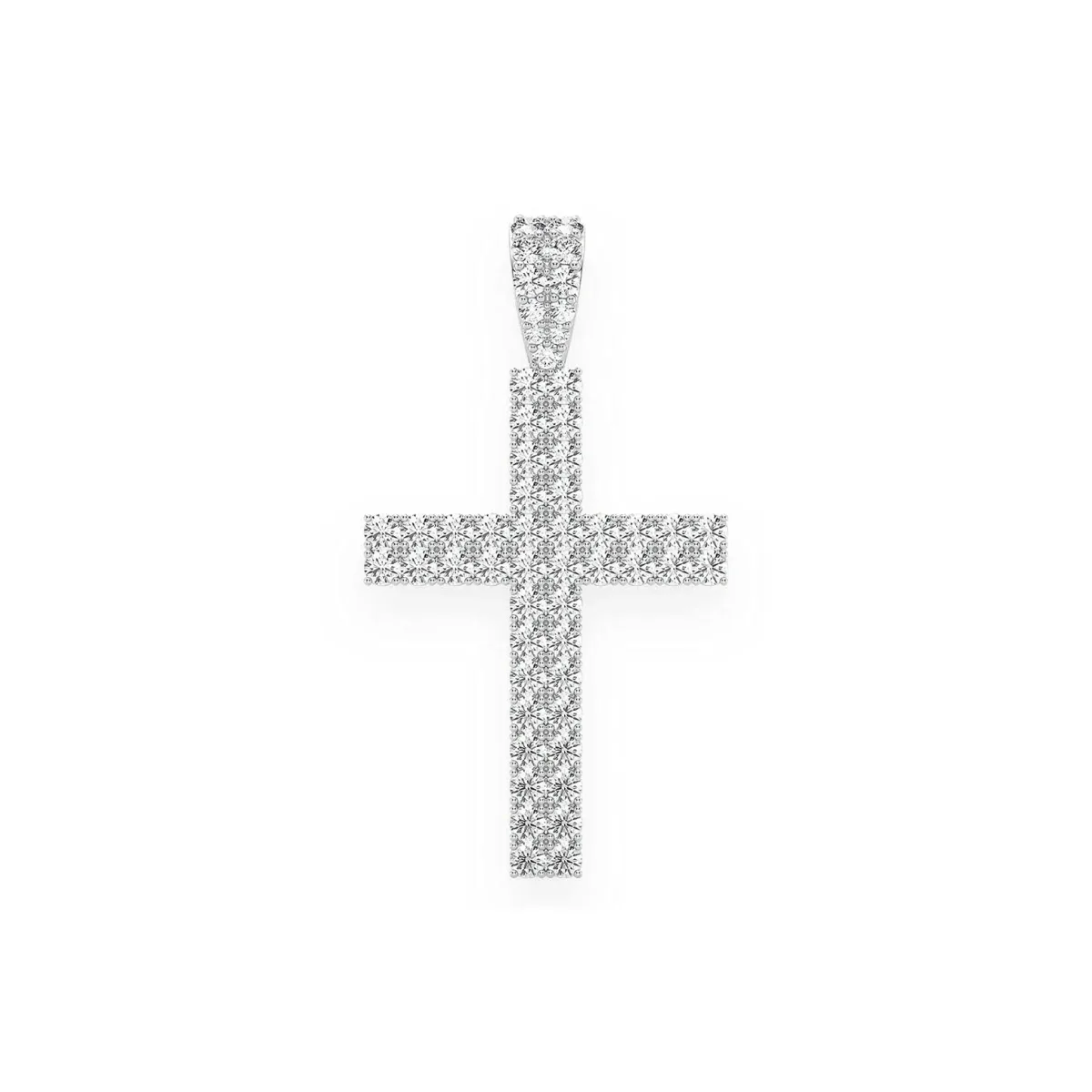 For Him Two Row Diamond Cross Pendant in 2.25ctw / White Gold / Natural Diamond – Pendant