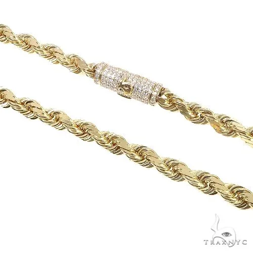 RINA - For Him FACTORY 14K Yellow Gold Diamond Cut Solid Rope Chain with For Him Diamond Logo Lock 7mm 66588 in 20 Inches – Chain