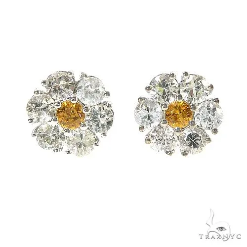 PIA - For Him GEMSTONES White Sapphire Orange Center Flower Earrings 67144 in Rose – Earrings