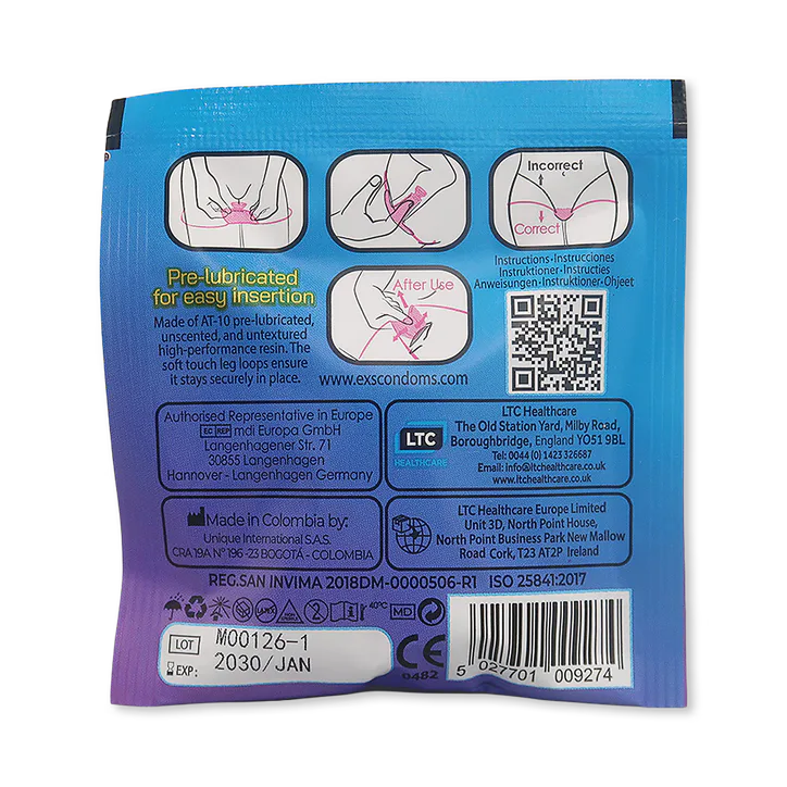 EXS Internal Condom Vegan Non-Latex with Lace Leg Loop detail 2
