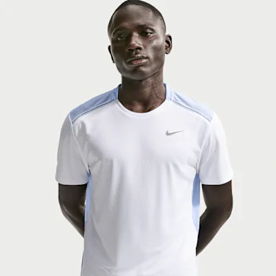 Nike Miler Men's Dri-FIT Short-Sleeve T-Shirt - White/Cobalt Bliss in White/Cobalt Bliss – Nike men's and unisex