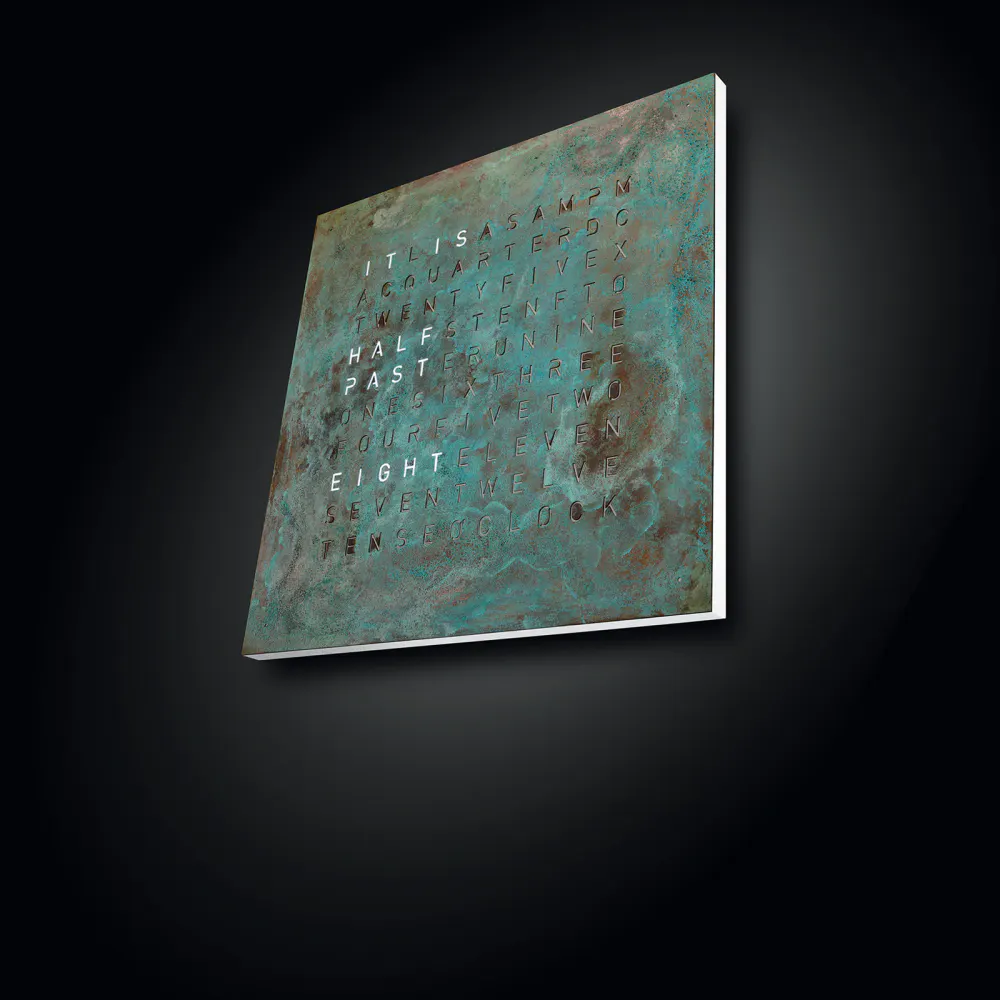 QLOCKTWO CLASSIC Creator's Edition Vintage Copper Wall Clock 45cm in Green, additional product view 3