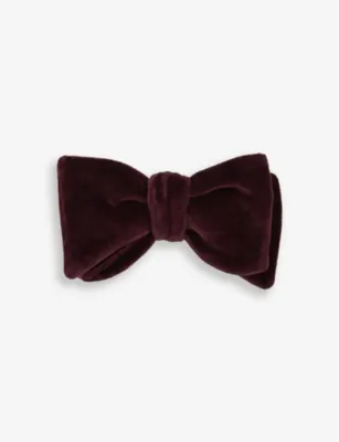 REISS Hike self-tie velvet bow tie - BORDEAUX detail 2