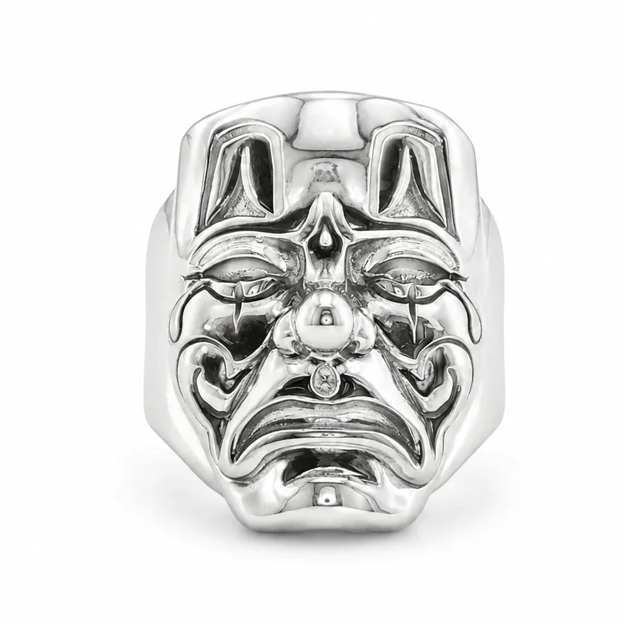 MARYAM - For Him SILVER .925 Silver Sad Clown Mask Face Ring 71665 in Silver / 10 – Ring