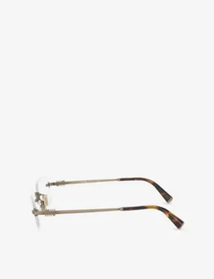 MIU MIU MU 50YV Rectangle-Frame Metal Eyeglasses in GOLD, additional product view 2