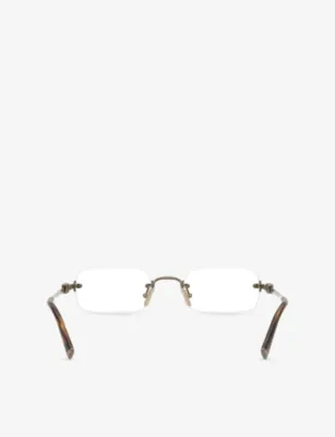 MIU MIU MU 50YV Rectangle-Frame Metal Eyeglasses in GOLD, additional product view 3