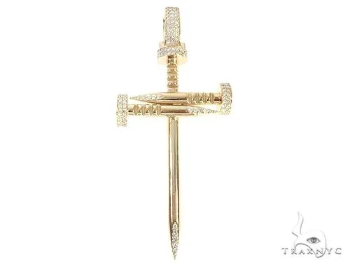 RINA - For Him CUSTOM Prong Diamond Nail Cross 65517 in Rose Gold – Pendant