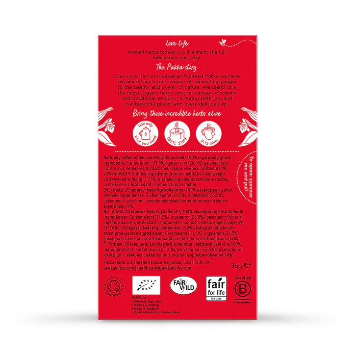 Pukka Organic Turmeric, Ginger & Orange Tea 20 Tea Bags detail 2