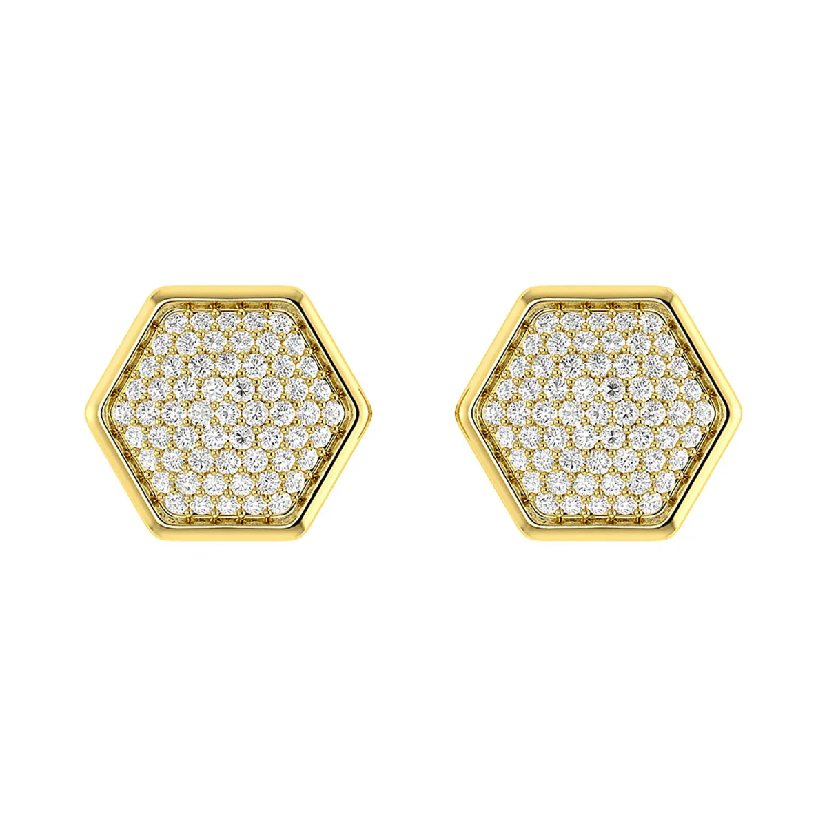 For Him Hexagon Cluster Diamond Stud Earrings in Rose Gold / Natural Diamond – Earring
