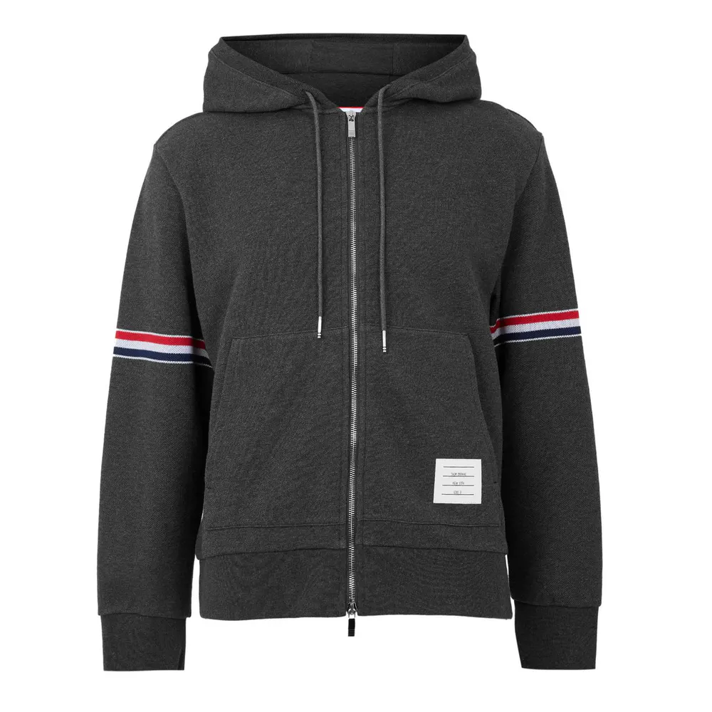 Thom Browne TB Zp Through Hoodie Sn64 in Charcoal – Clothing