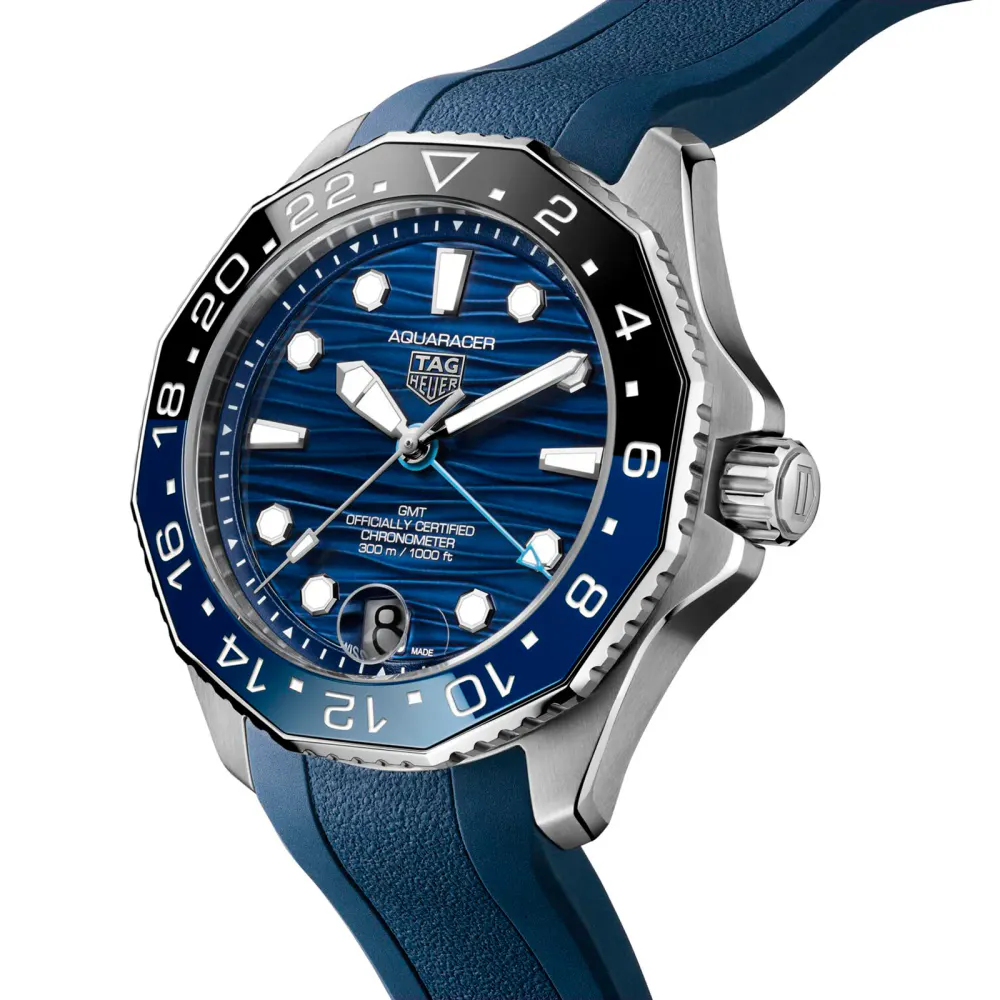 TAG Heuer Aquaracer Professional 300 GMT 42mm Mens Watch Blue Rubber in Blue, additional product view 2