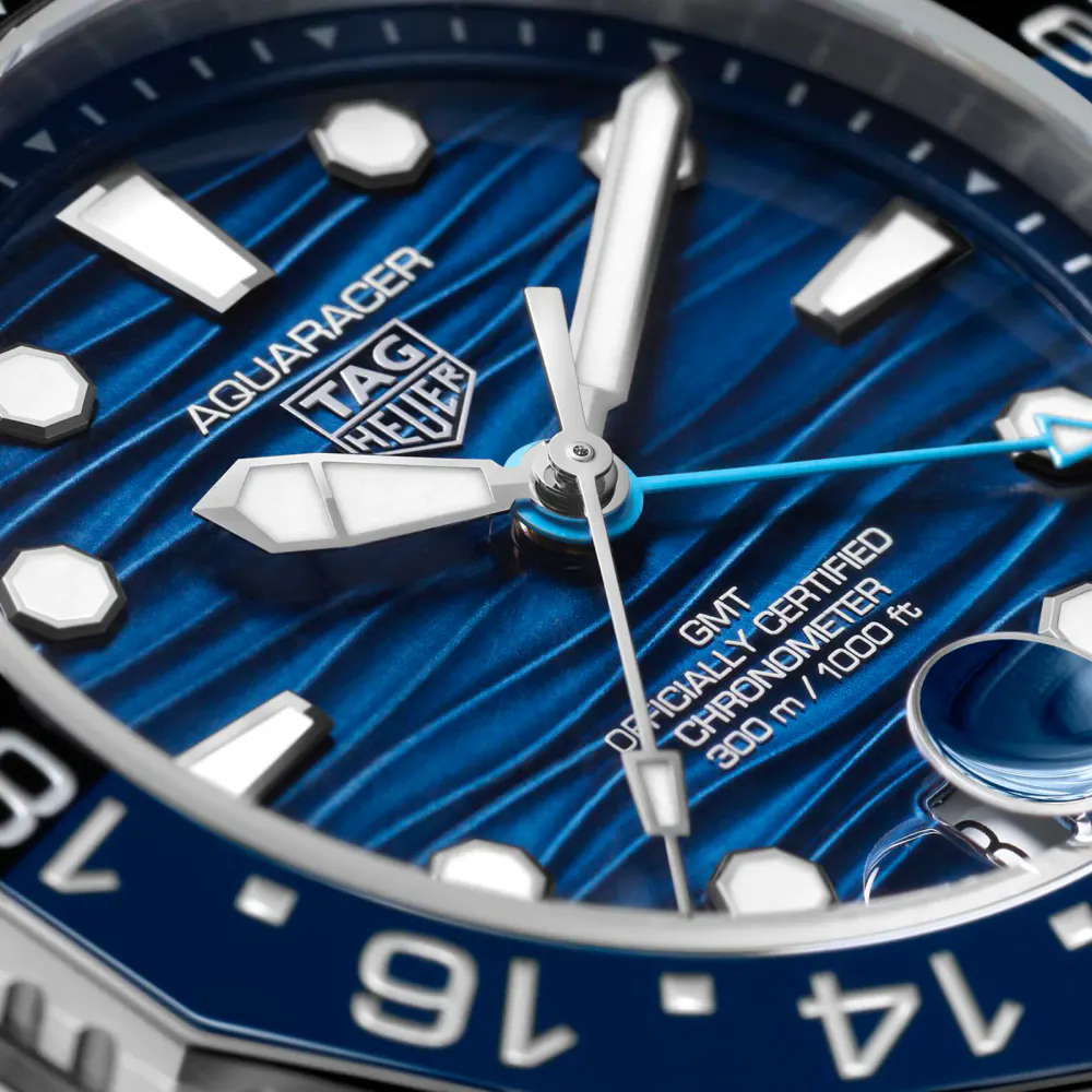 TAG Heuer Aquaracer Professional 300 GMT 42mm Mens Watch Blue Rubber in Blue, additional product view 3
