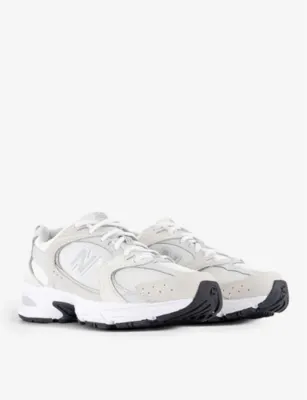 NEW BALANCE MR530 logo-embossed leather and mesh low-top trainers - 3 in SEA SALT OFF WHITE GREY, additional product view 3