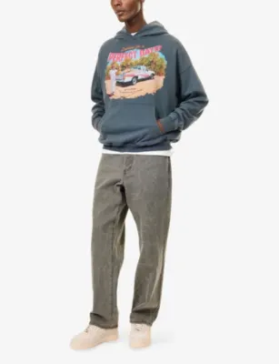 NOT BORING Perfect Date Graphic-Print Cotton Hoody in DARK GREY, additional product view 2