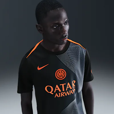 Nike Inter Milan Academy Pro Third Men's Nike Dri-FIT Total 90 Football Pre-Match Top - Black/Thunder Blue/Safety Orange