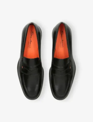 SANTONI Easy Leather Loafers - EUR 41.5 / 7.5 UK MEN in BLACK, additional product view 2