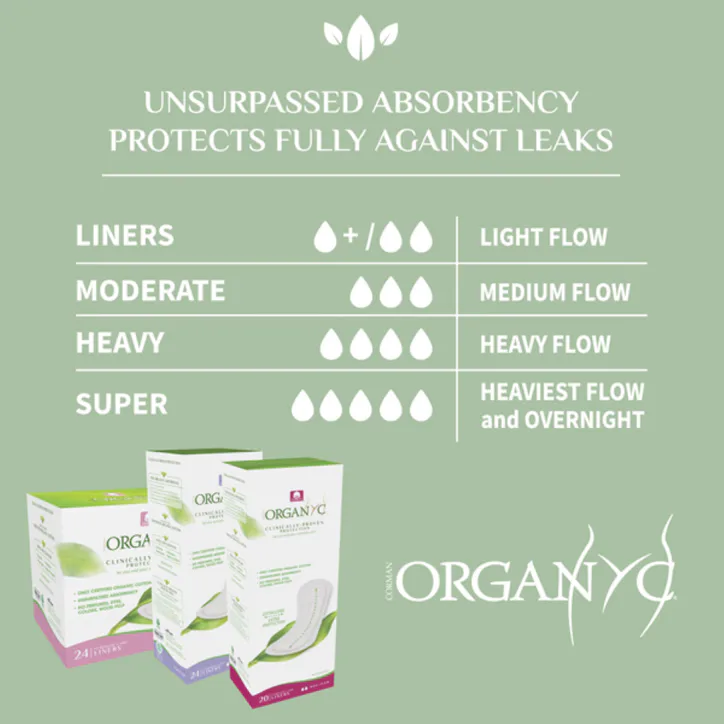 Organyc - 100% Certified Organic Cotton Inside and Out Feminine Pads, Sanitary Napkin 40 Count, Heavy Flow, New Larger Size Packaging detail 2