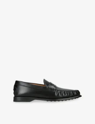 TODS Arricciato Leather Loafers - EUR 42.5 / 8.5 UK MEN in BLACK – Mens | Loafers