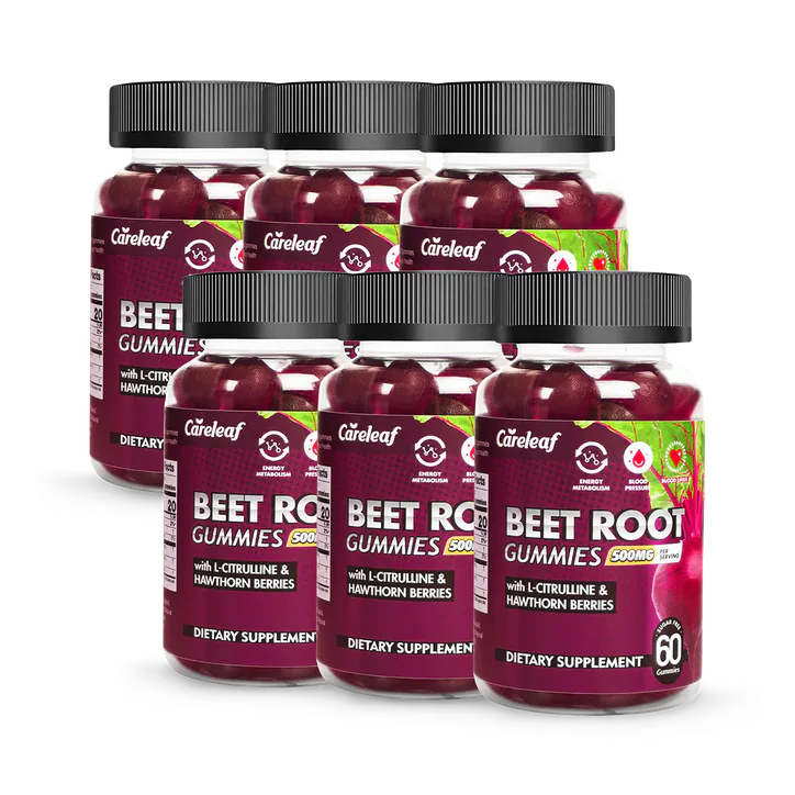 careleaf Sugar-Free Beetroot Gummies Peach Flavour 6 x 60 Gummies