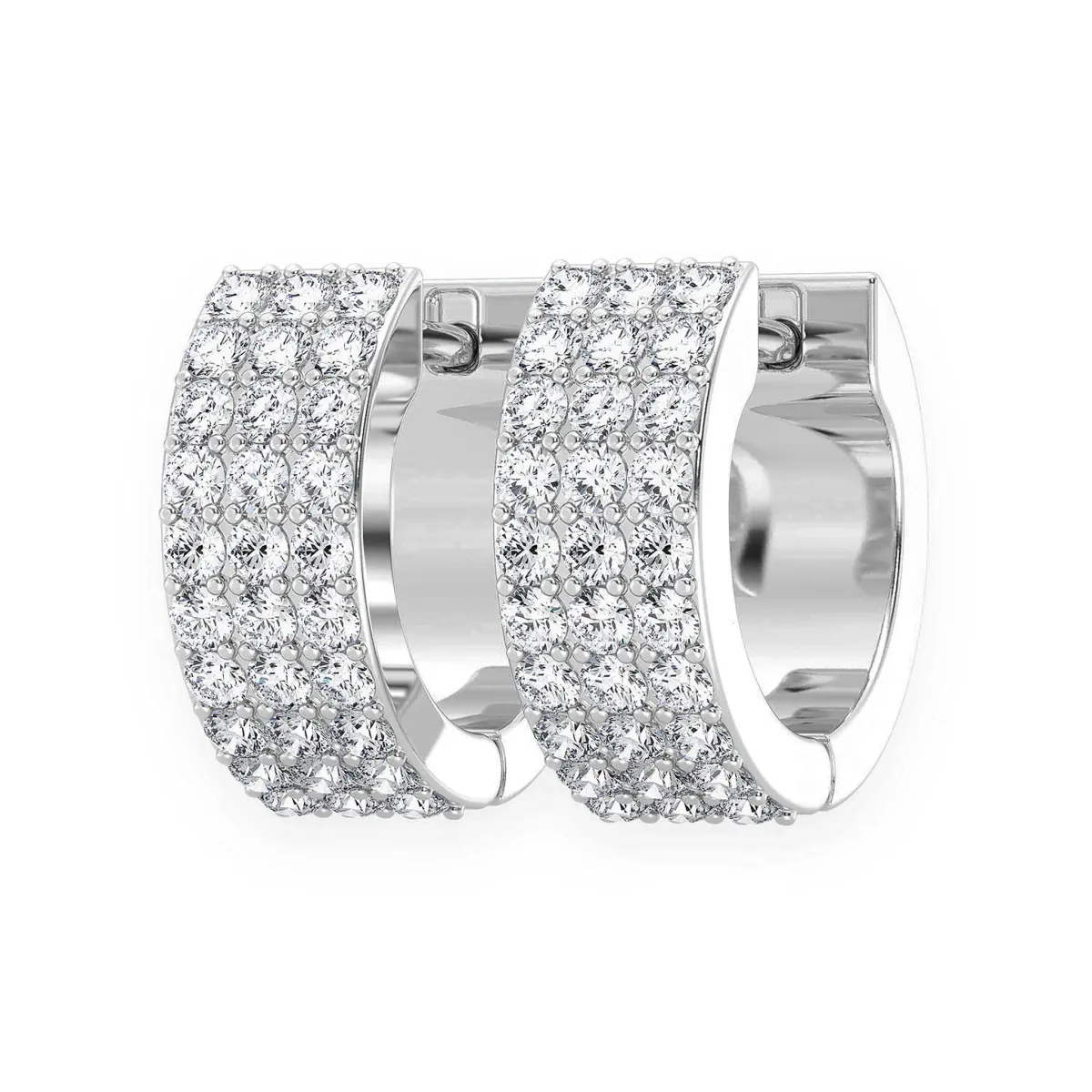 For Him Three Row Diamond Hoops in 0.33ctw / White Gold / Natural Diamond – Earring
