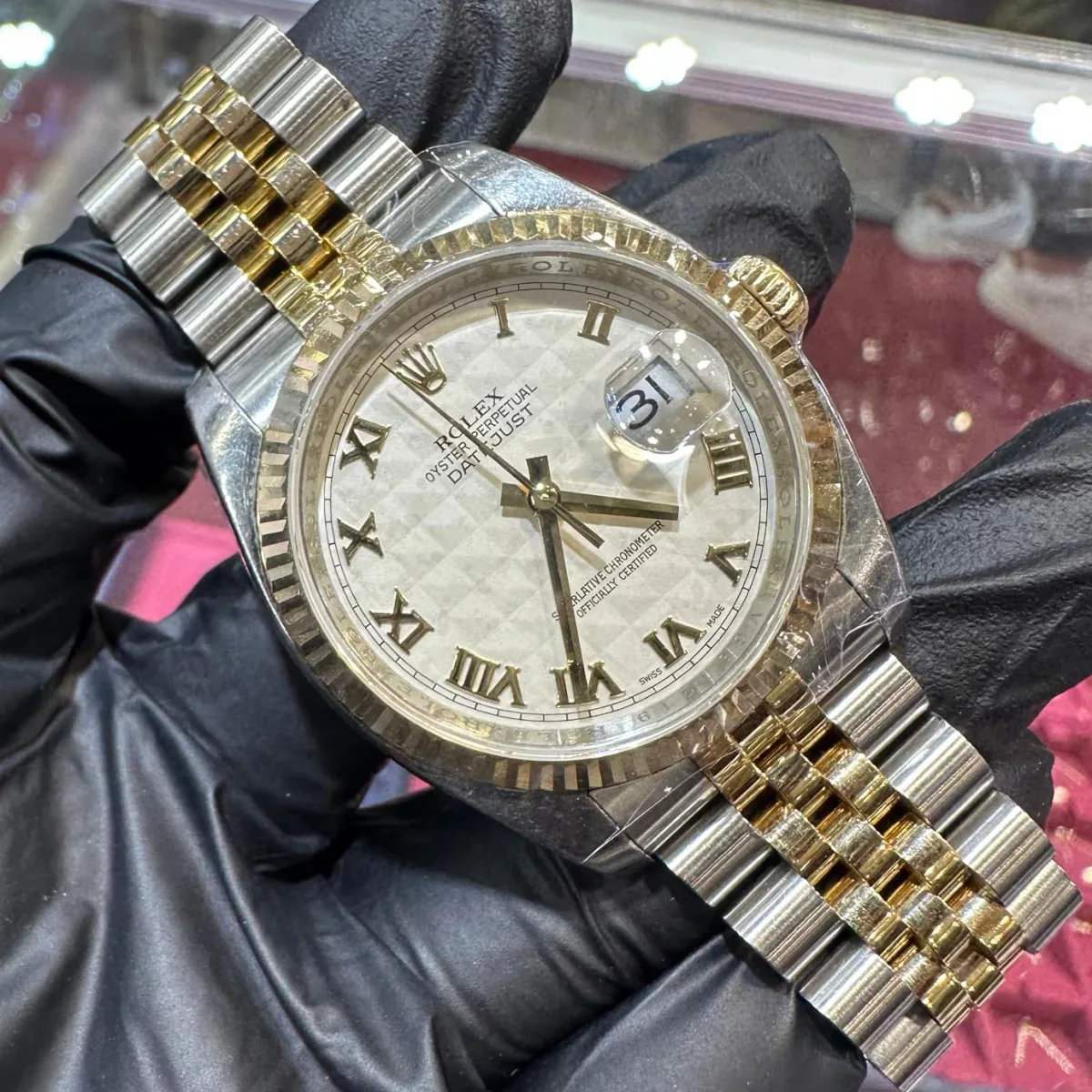 ANKUR - For Him WATCHES Rolex Datejust 36mm | Two Tone Yellow Gold | Beige Pyramid Roman Dial – Watch
