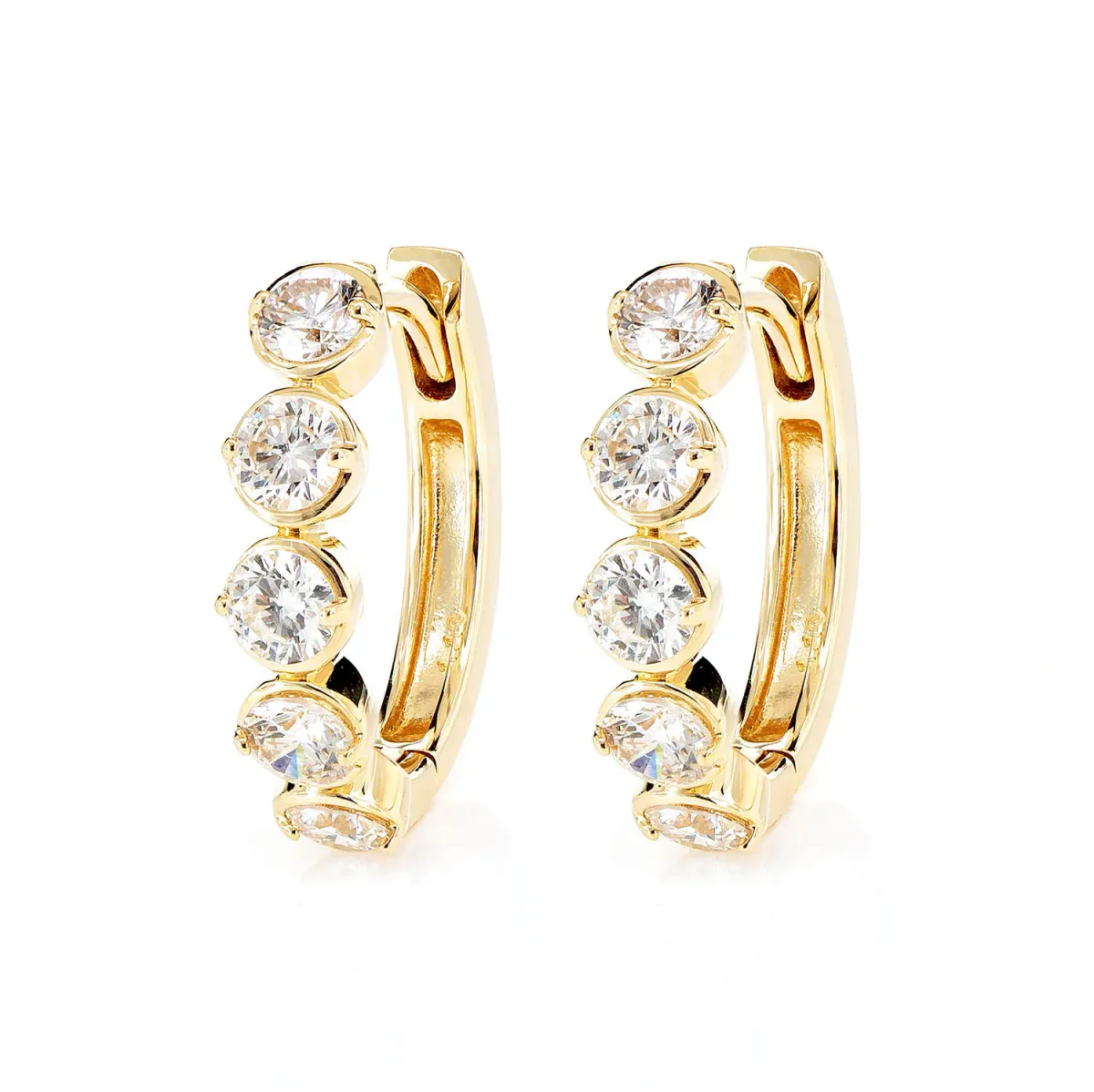 For Him Diamond Huggie Bezel Hoop Earrings in Rose Gold / Lab Grown Diamond – Earring