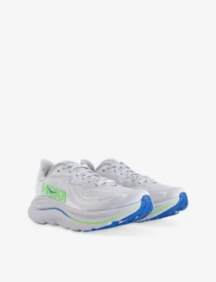 DECKERS HOKA Clifton 10 Mesh Trainers - 8.5 in ASH GREY NEON GREEN, additional product view 3