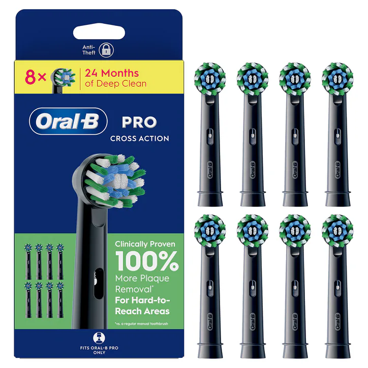ORAL-B Pro Cross Action Black Toothbrush Heads, 8 Counts detail 2
