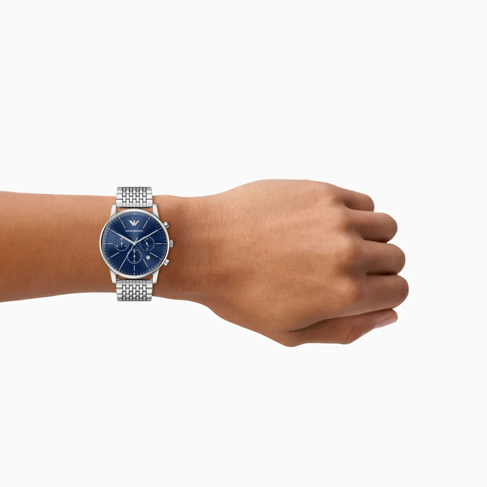Emporio Armani Minimal Chronograph Quartz 42mm Mens Watch Blue detail 2