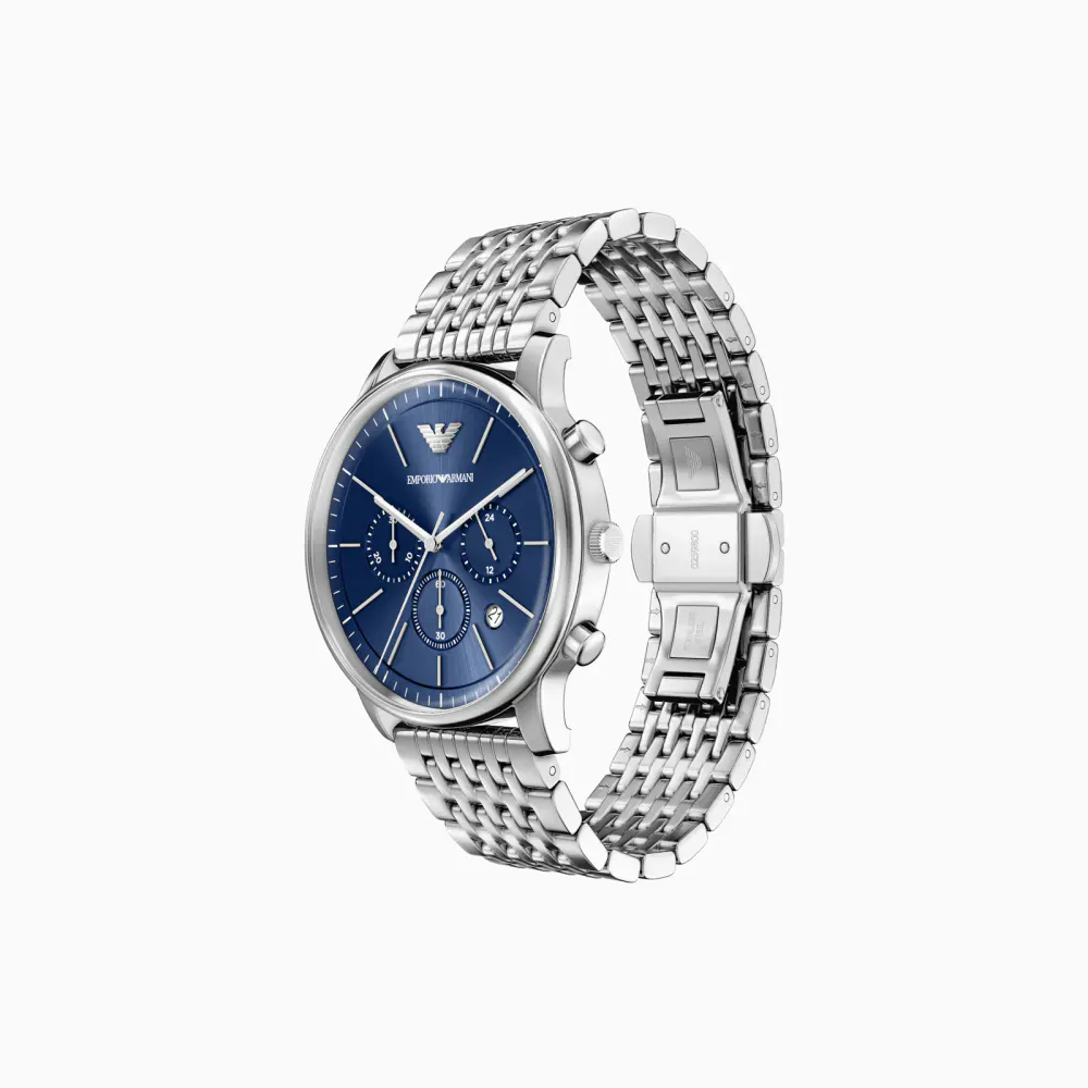 Emporio Armani Minimal Chronograph Quartz 42mm Mens Watch Blue detail 3
