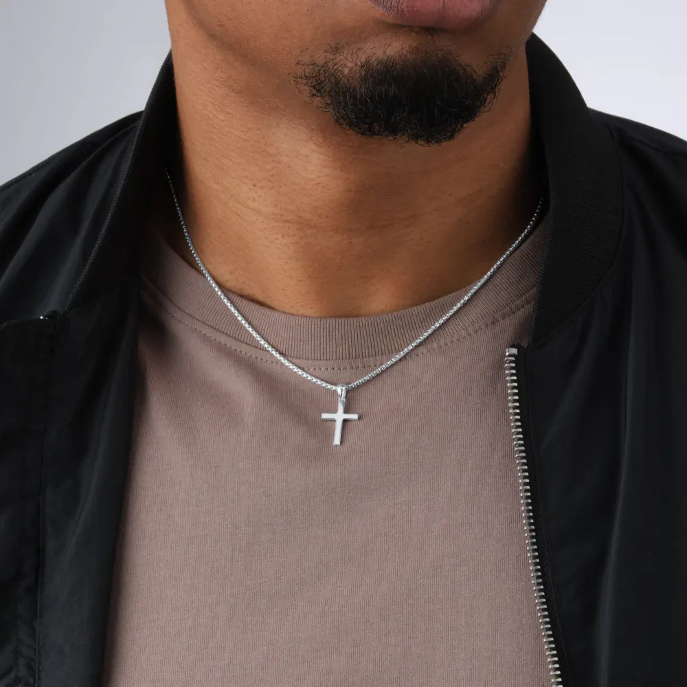For Him Sterling Silver Mens Cross Pendant detail 2