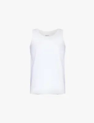 BOSS Scoop neck embroidered branding cotton-jersey vest