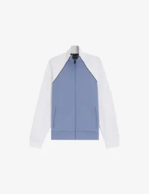 BOSS Contrast-Panel Piqué-Textured Cotton-Blend Tracksuit Top