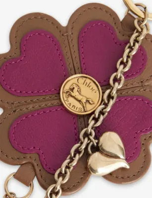 CHLOE Clover Leather Bag Charm in Wild Purple, additional product view 2