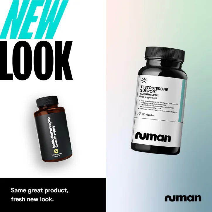 Numan Testosterone Support - Maca Root, Tribulus Terrestris, Zinc, Ginseng - Testosterone Supplements for Men, Essential Vitamins & Minerals - 1100mg per Serving - 180 Capsules, ad