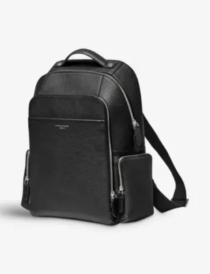 ASPINAL OF LONDON Reporter zipped pebbled leather backpack detail 2