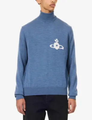 VIVIENNE WESTWOOD Intarsia-Logo Turtle-Neck Wool Jumper detail 3