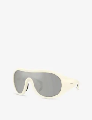 MONCLER ME8004 Cloche Pilot-Frame Injected Sunglasses in White, additional product view 2
