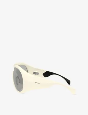 MONCLER ME8004 Cloche Pilot-Frame Injected Sunglasses in White, additional product view 3