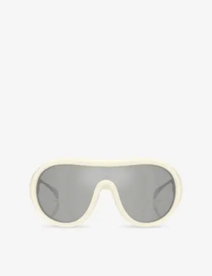MONCLER ME8004 Cloche Pilot-Frame Injected Sunglasses in White – Mens | Sunglasses | Aviators