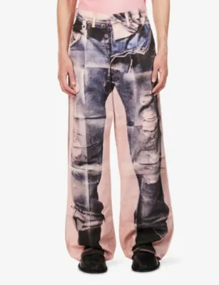 ACNE STUDIOS Trompe-l'œil Straight-Leg Denim Jeans detail 3