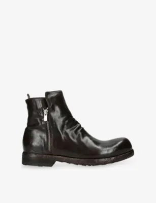 OFFICINE CREATIVE Bulla Side-Zip Leather Chelsea Boots - EUR 41 / 7 UK MEN in Dark Brown – Mens | Boots | Chelsea boots