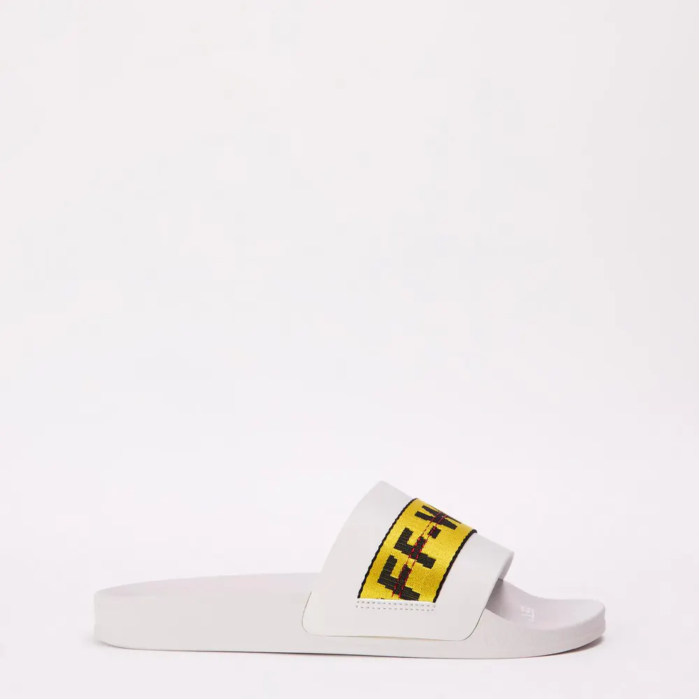 Off White Men's - Pool Sliders in Grey/Yellow – Footwear