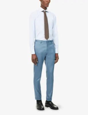 FINAMORE Napoli Regular-Fit Cotton Shirt - 15.75 in BLU DENIM, additional product view 2