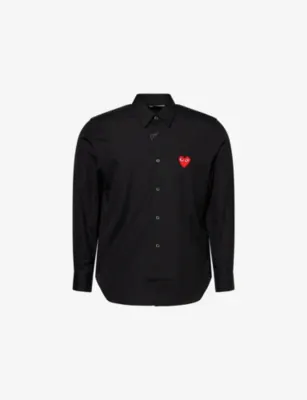 COMME DES GARCONS PLAY Heart Logo-Embroidered Cotton Shirt - BLACK