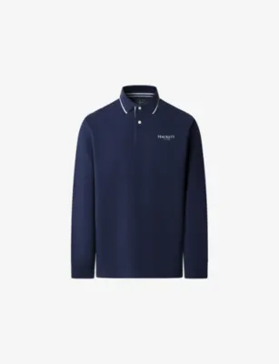 HACKETT Heritage Branded Classic-Fit Cotton-Jersey Polo Sweatshirt