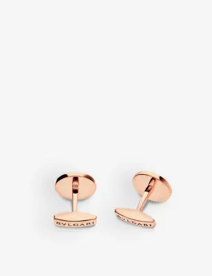 BVLGARI BVLGARI 18ct rose-gold and mother-of-pearl cufflinks detail 3