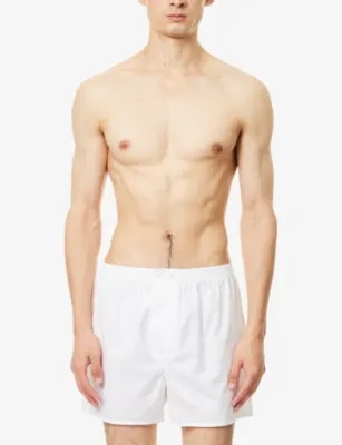 DEREK ROSE Savoy Cotton Boxer Shorts in WHITE, additional product view 2