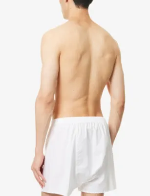 DEREK ROSE Savoy Cotton Boxer Shorts in WHITE, additional product view 3