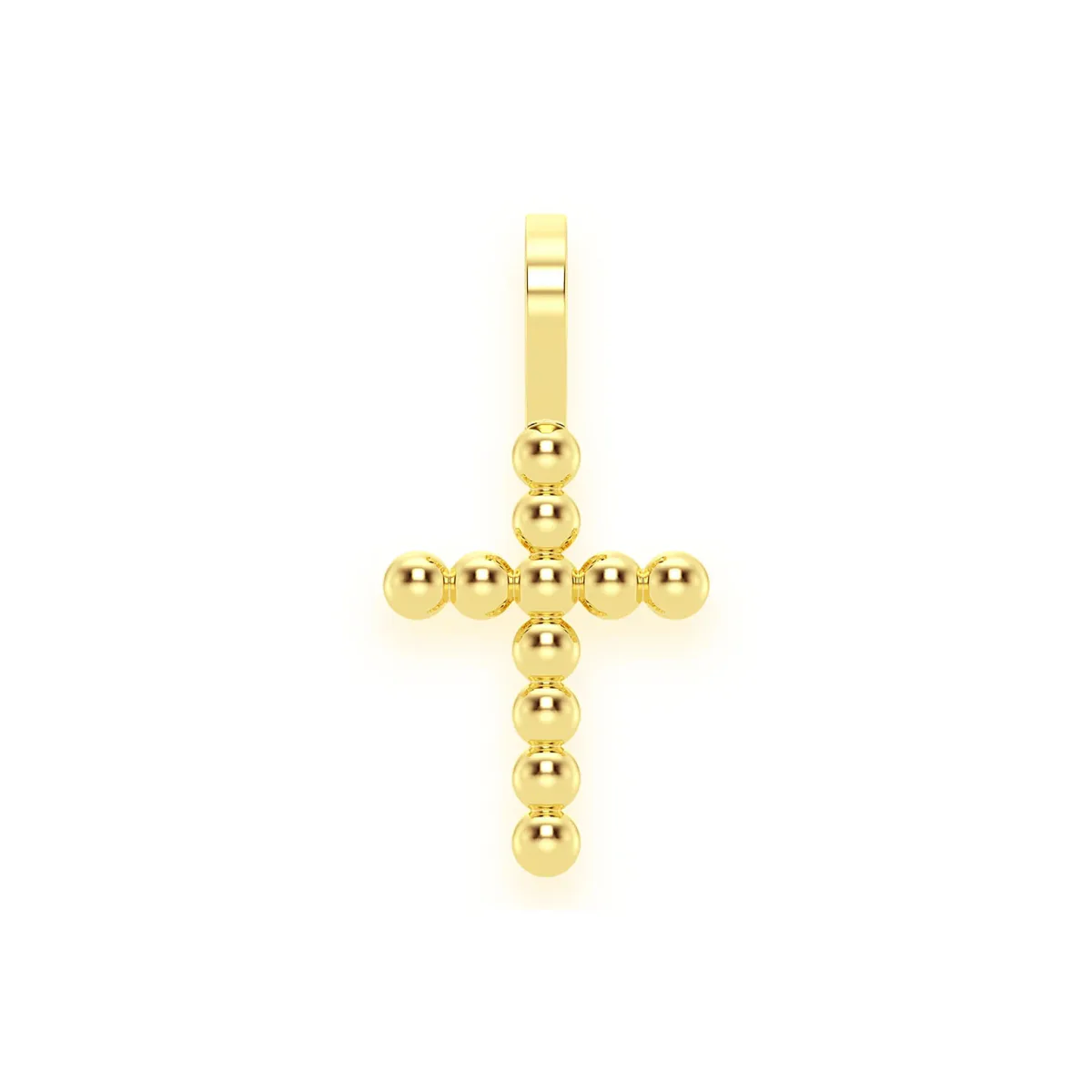 For Him Beaded Cross Pendant in Plain / Yellow Gold – Pendant